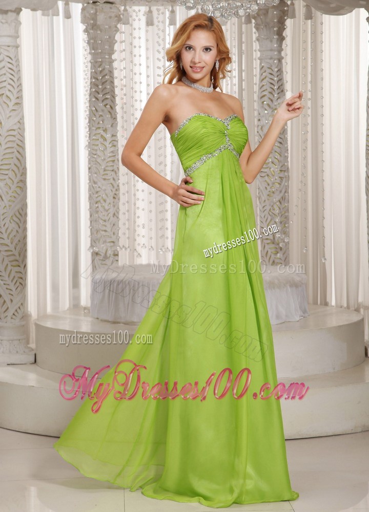 Spring Green Sweetheart Beading and Ruched Popular Party Dresses