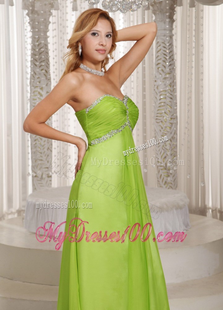 Spring Green Sweetheart Beading and Ruched Popular Party Dresses