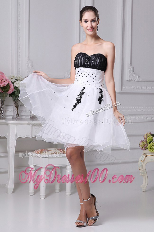 Beading and Appliques Ruching 2013 White Party Dresses Knee-length