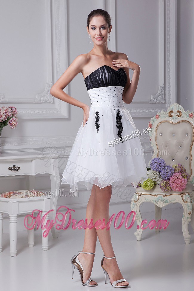 Beading and Appliques Ruching 2013 White Party Dresses Knee-length