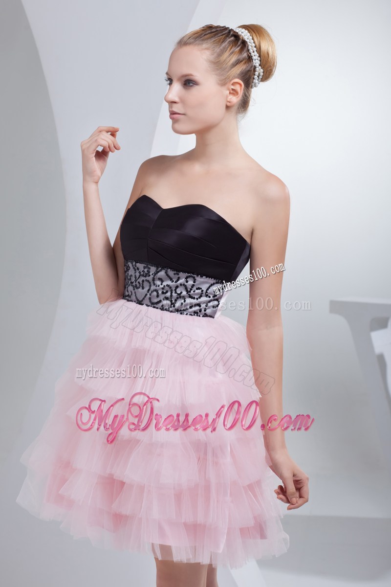 Beading and Ruffled Layers Sweetheart Mini-length Prom Dress