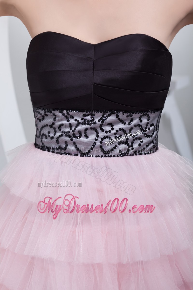 Beading and Ruffled Layers Sweetheart Mini-length Prom Dress