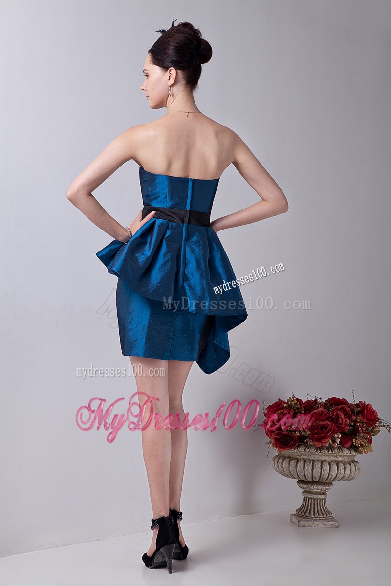 Discount Blue Column Sweetheart Party Dress Sashes Mini-length