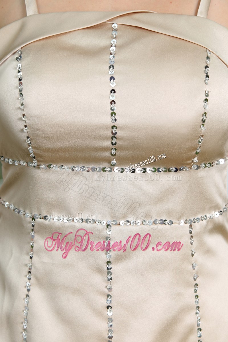 Simple Champagne Straps Mini-length Beading Party Dresses