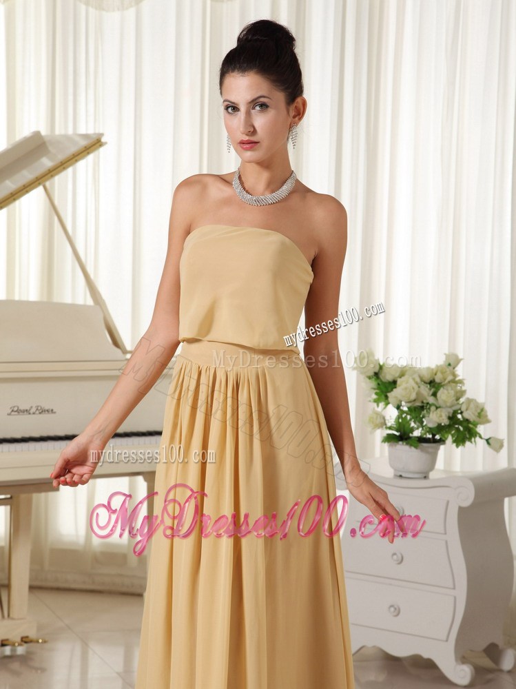 Strapless Champagne Empire Summer Simple Party Dresses Zipper-up