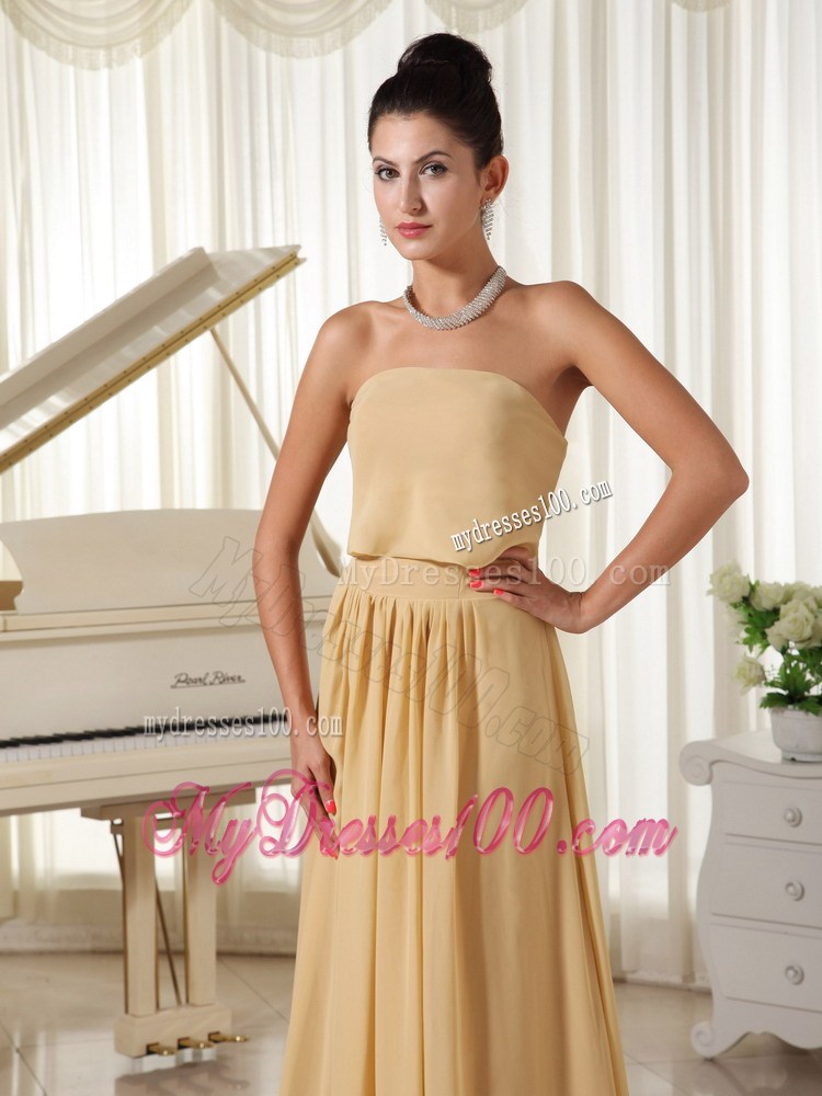 Strapless Champagne Empire Summer Simple Party Dresses Zipper-up