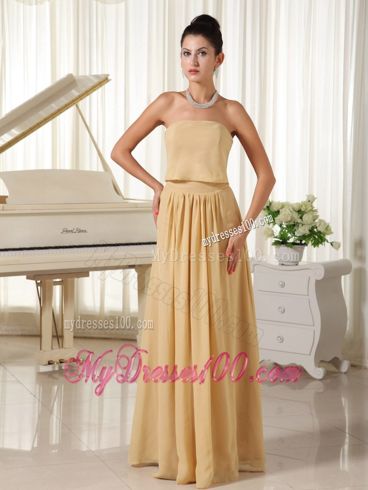Strapless Champagne Empire Summer Simple Party Dresses Zipper-up