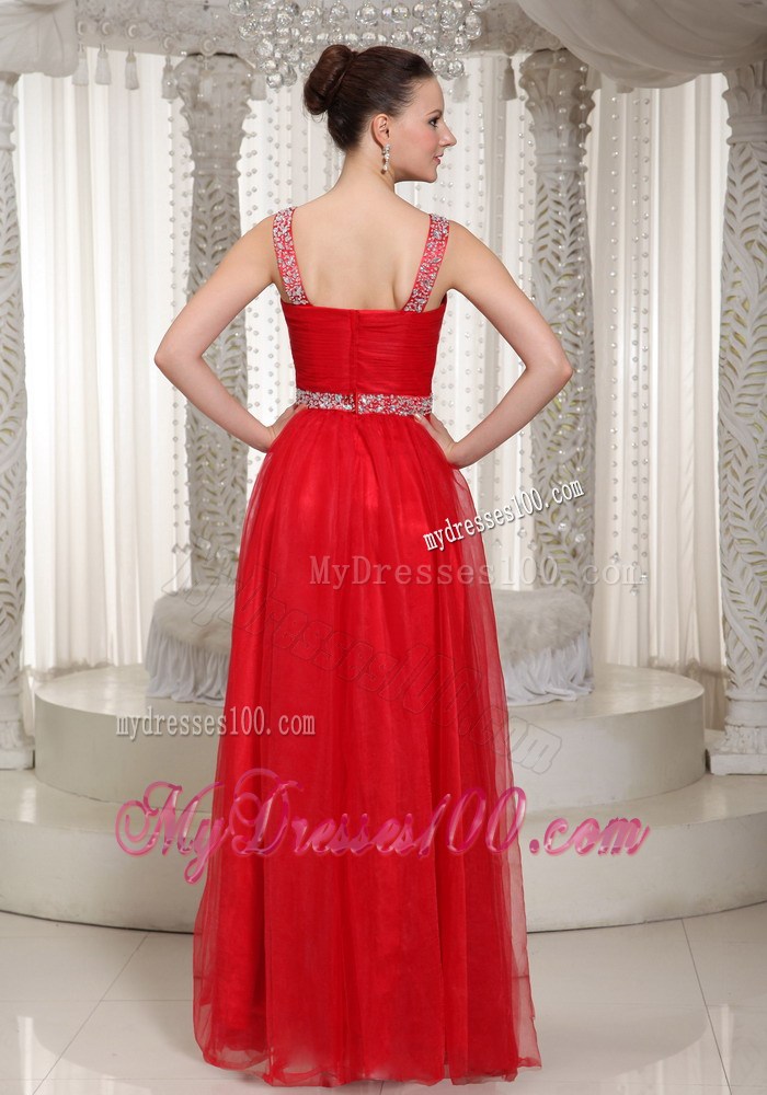 Beautiful Long Empire Party Dress With V-neck Red 2013 Summer