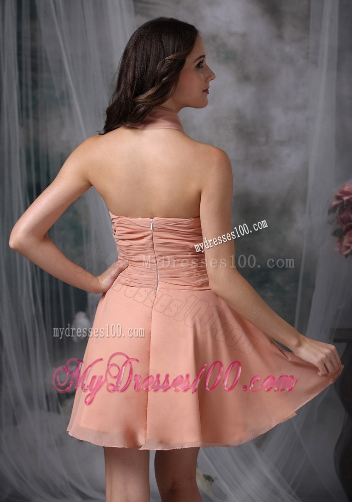 Latest Rust Red Princess Cocktail Dresses Halter Ruched Mini-length
