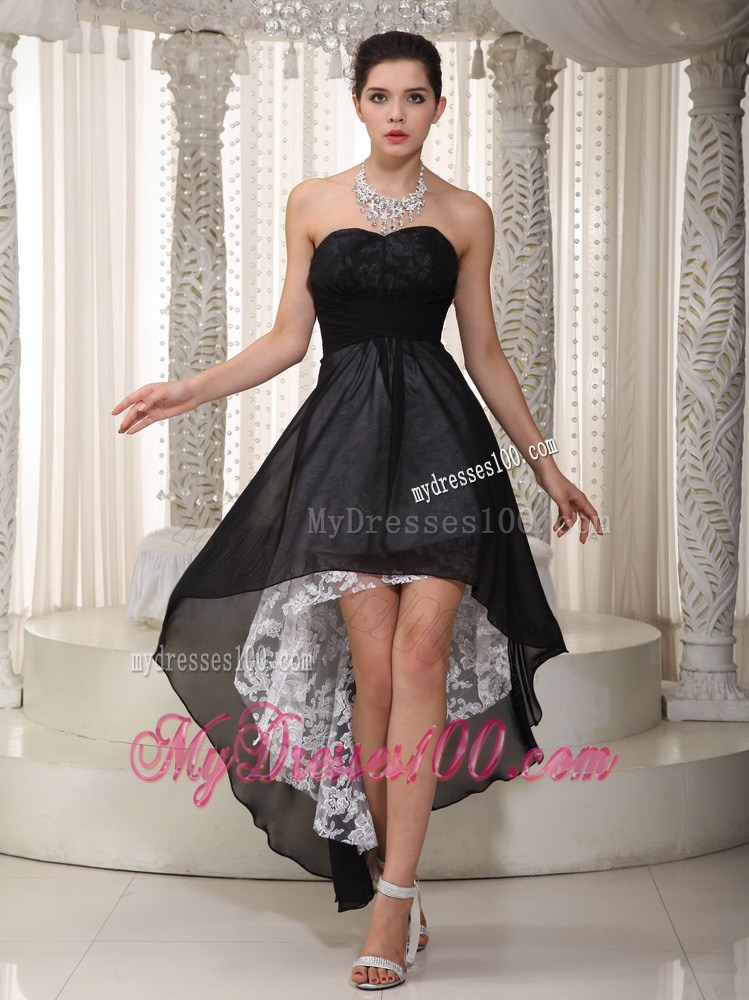 Unique Empire One Shoulder Sweetheart High-low Lace Party Dress