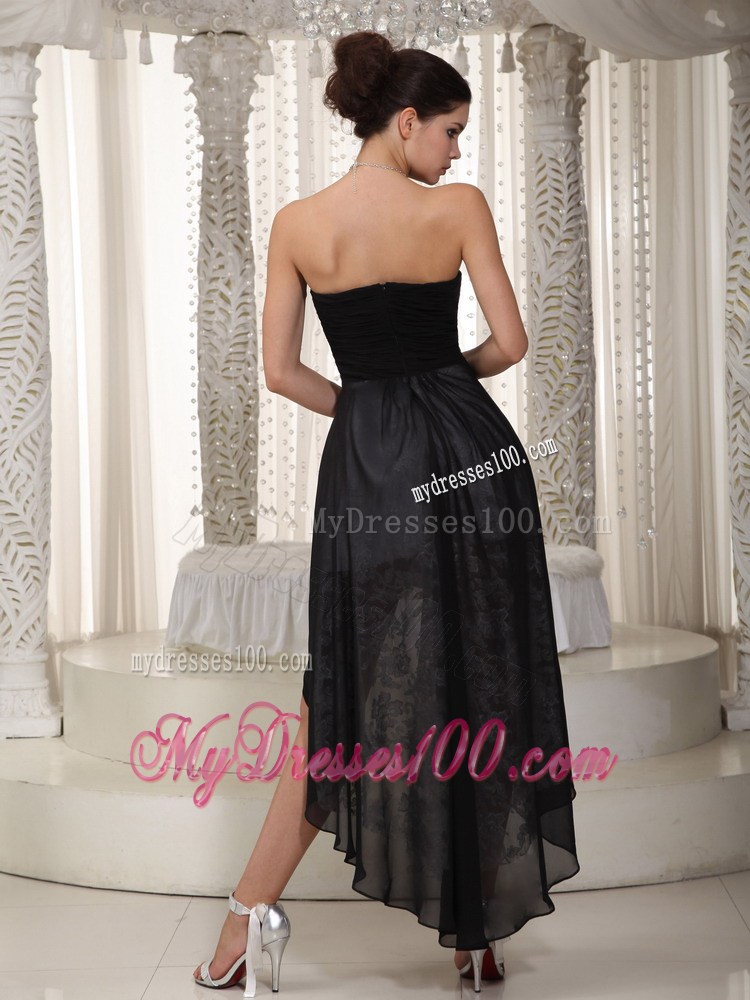 Unique Empire One Shoulder Sweetheart High-low Lace Party Dress