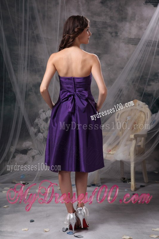Customize Eggplant Purple Knee-length Party Dress Strapless