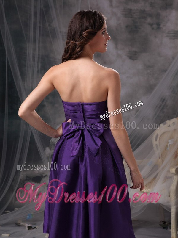Customize Eggplant Purple Knee-length Party Dress Strapless