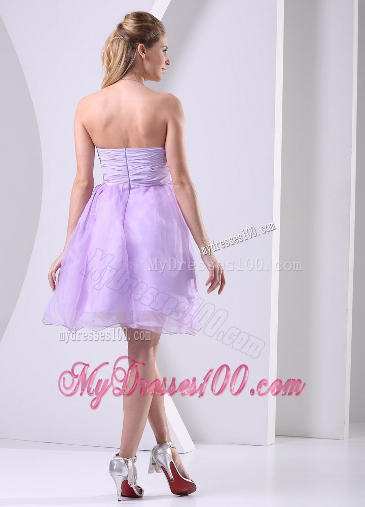 2013 Lilac Sweetheart Beaded Sash Short Party Dresses Knee-length