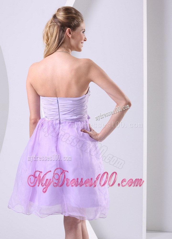 2013 Lilac Sweetheart Beaded Sash Short Party Dresses Knee-length