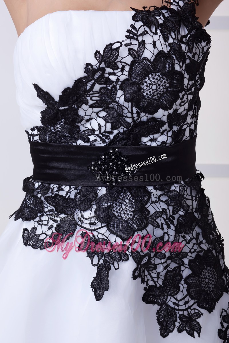 Lace Appliques One Shoulder Mini-length White2013 Party Dresses