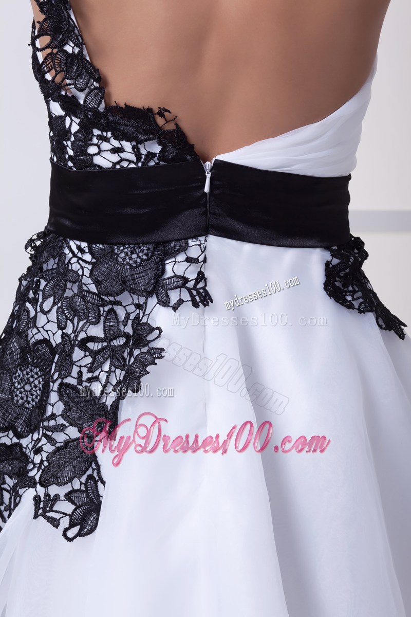 Lace Appliques One Shoulder Mini-length White2013 Party Dresses