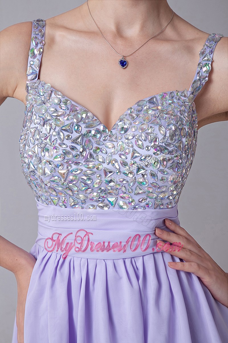 2013 Elegant Lilac Empire Straps Mini-length Beading Party Dresses