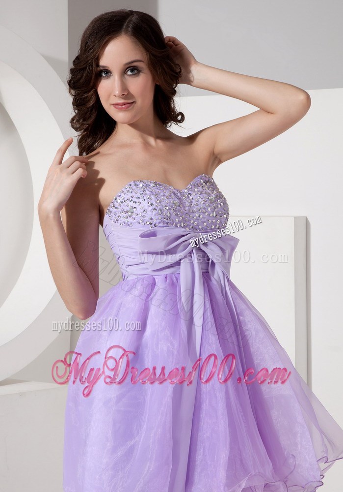 Beautiful Lilac Princess Sweetheart Party Dresses Beading Mini-length