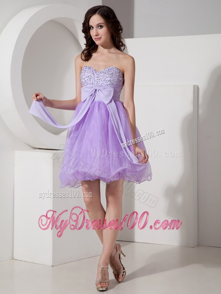 Beautiful Lilac Princess Sweetheart Party Dresses Beading Mini-length