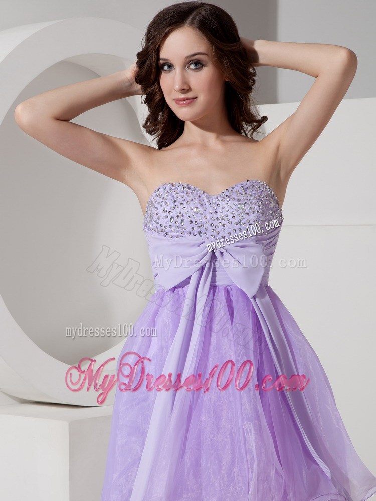 Beautiful Lilac Princess Sweetheart Party Dresses Beading Mini-length