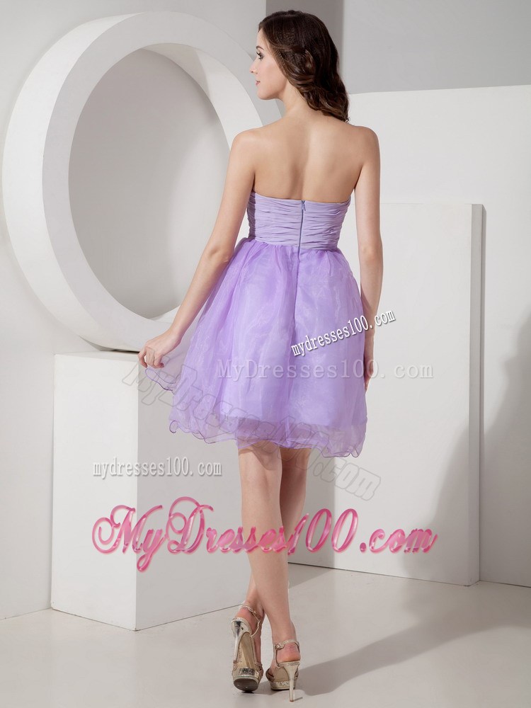 Beautiful Lilac Princess Sweetheart Party Dresses Beading Mini-length