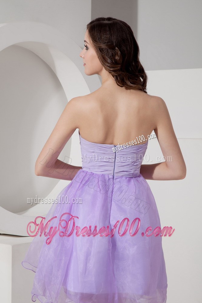 Beautiful Lilac Princess Sweetheart Party Dresses Beading Mini-length