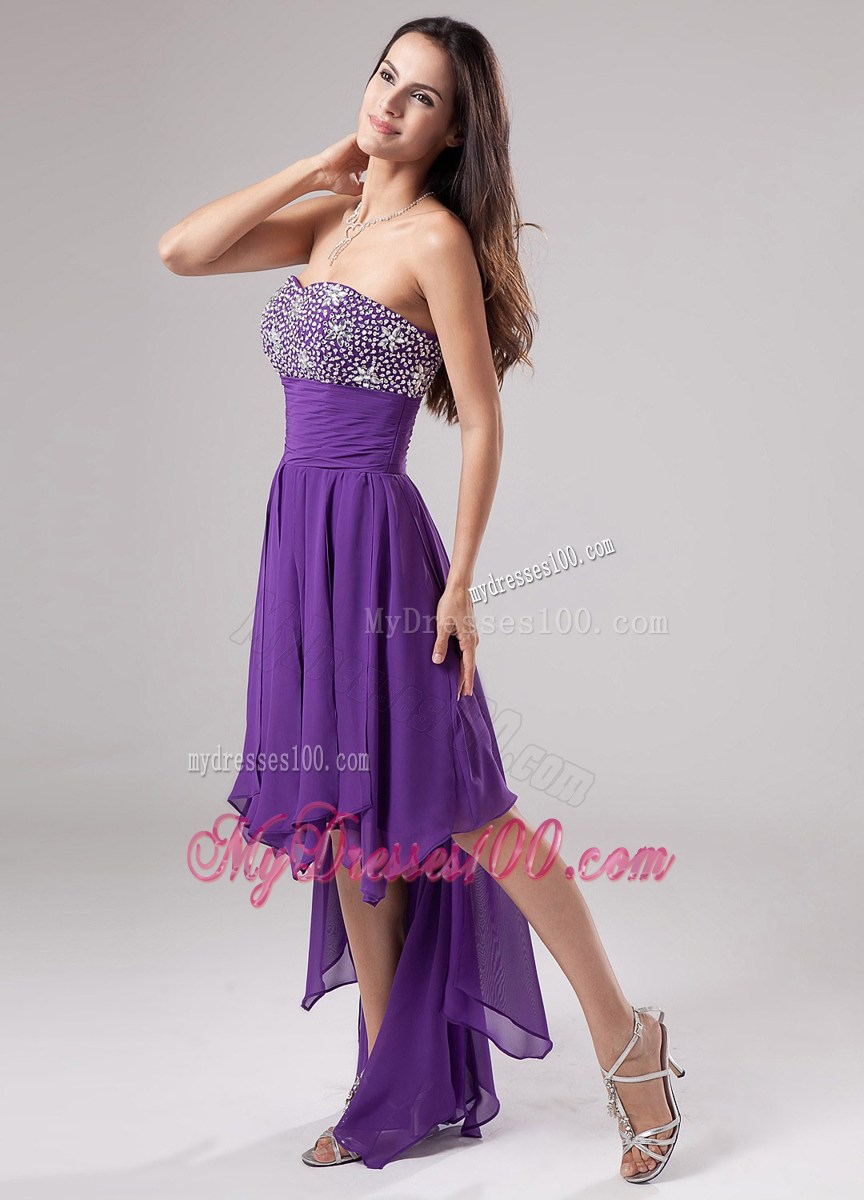 Lovely Purple Party Dresses Strapless Beaded and Ruching In 2013