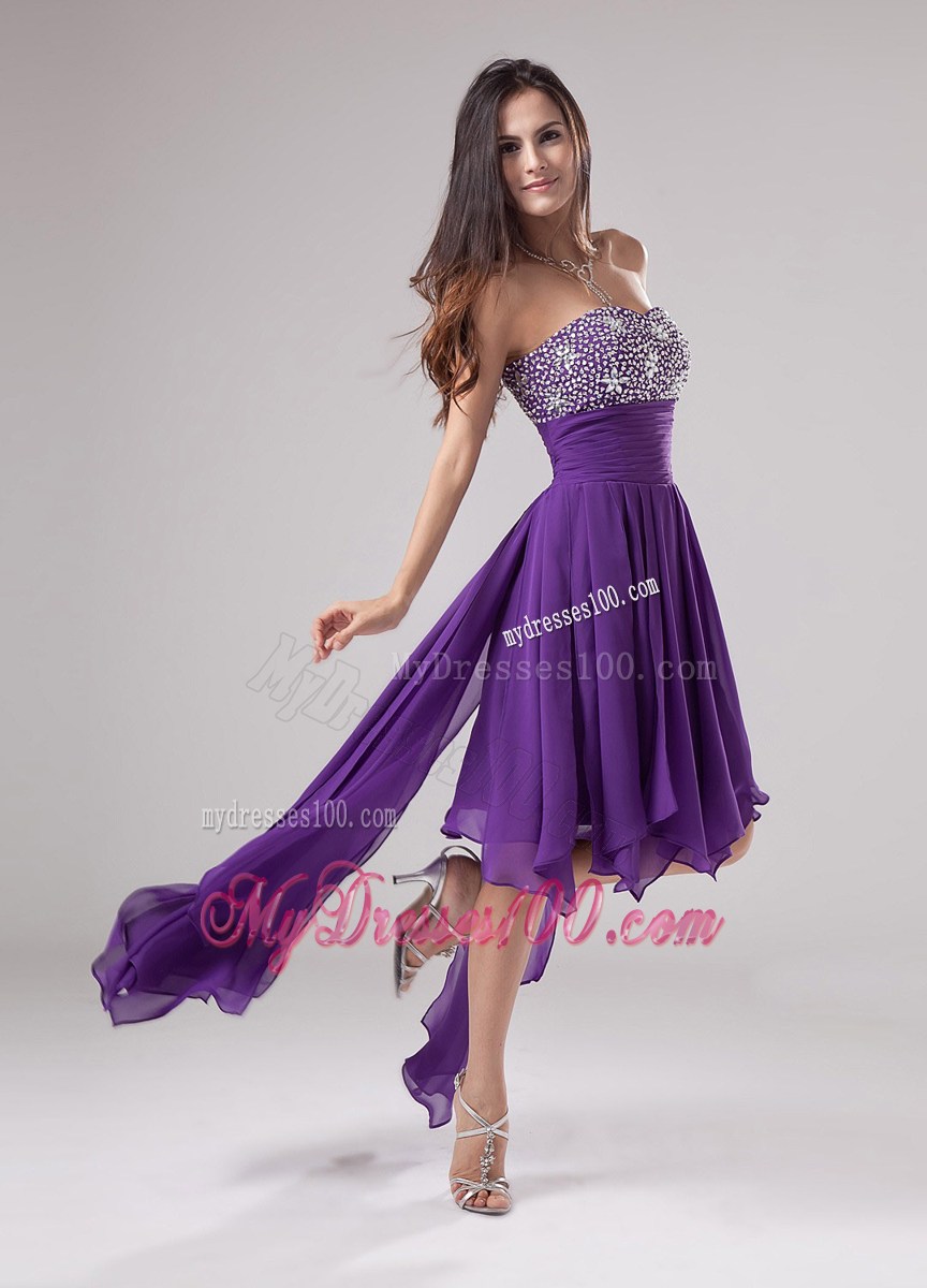 Lovely Purple Party Dresses Strapless Beaded and Ruching In 2013
