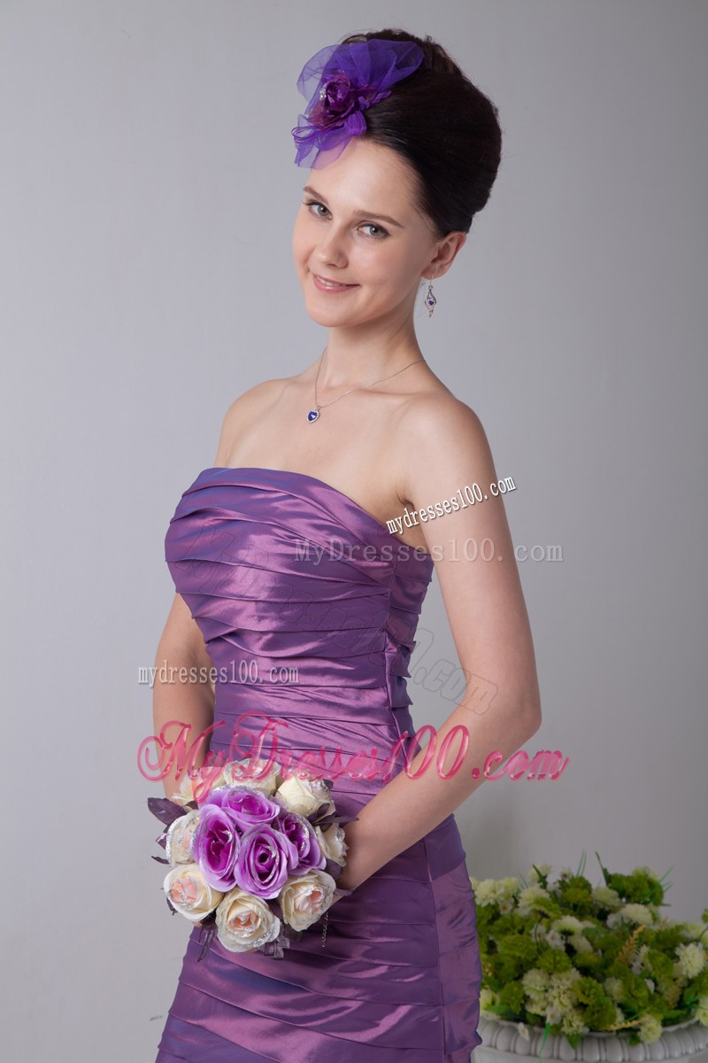 Lavender Column Strapless Mini-length Ruching 2013 Party Dresses