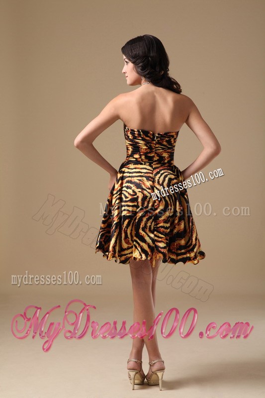 Multi-color A-line Sweetheart Mini-length Leopard Beading Prom Dress
