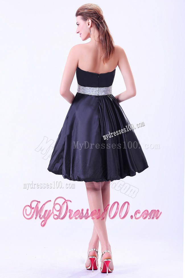 Navy Blue Knee-length Prom Party Dresses With Strapless Beaded Belt