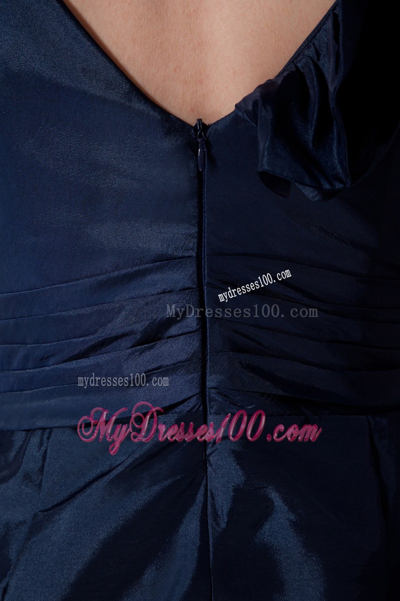 2013 Cheap Navy Blue Column V-neck Flowers Short Party Dresses