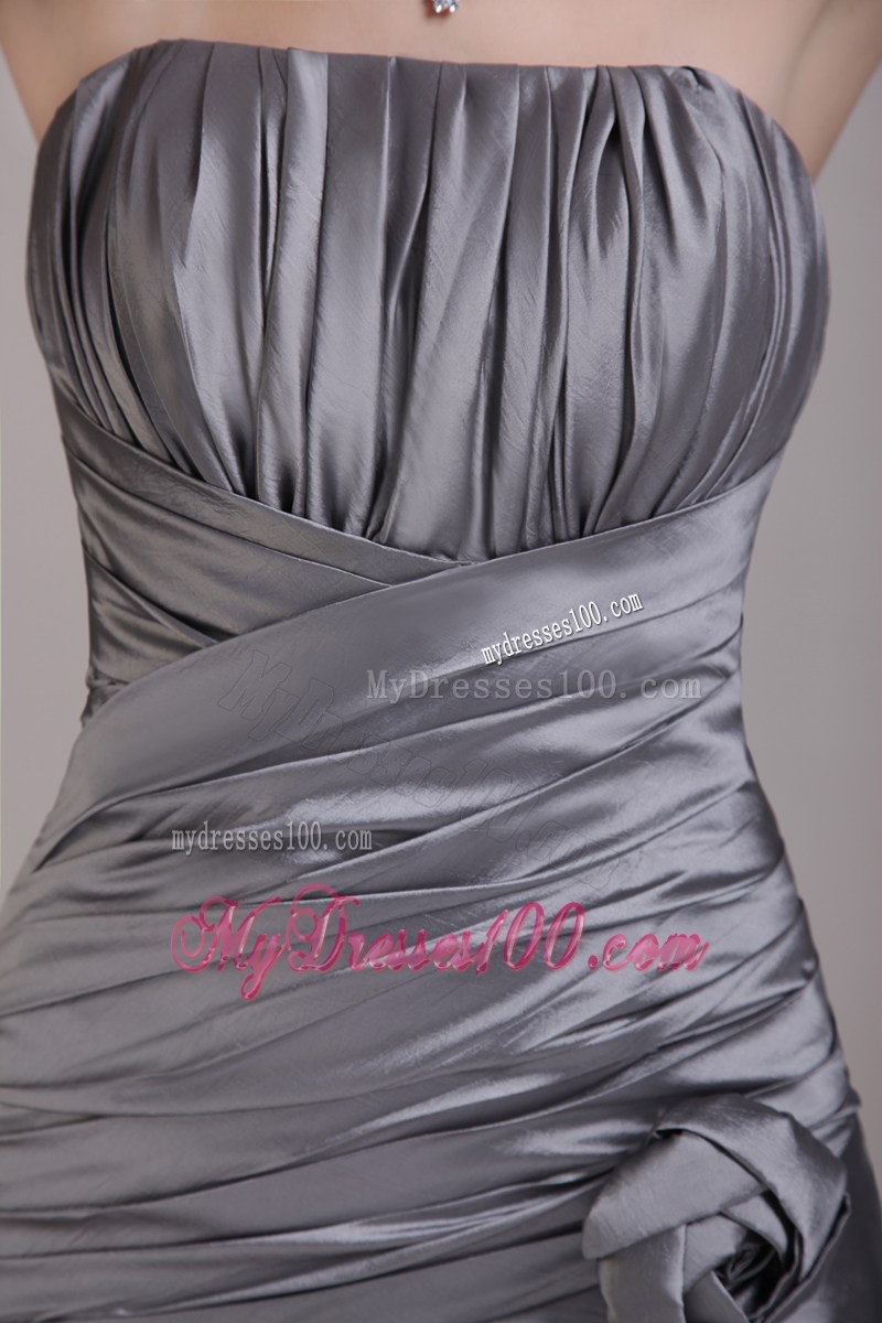 2013 Grey Column Strapless Mini-length Ruching Prom Party Dress