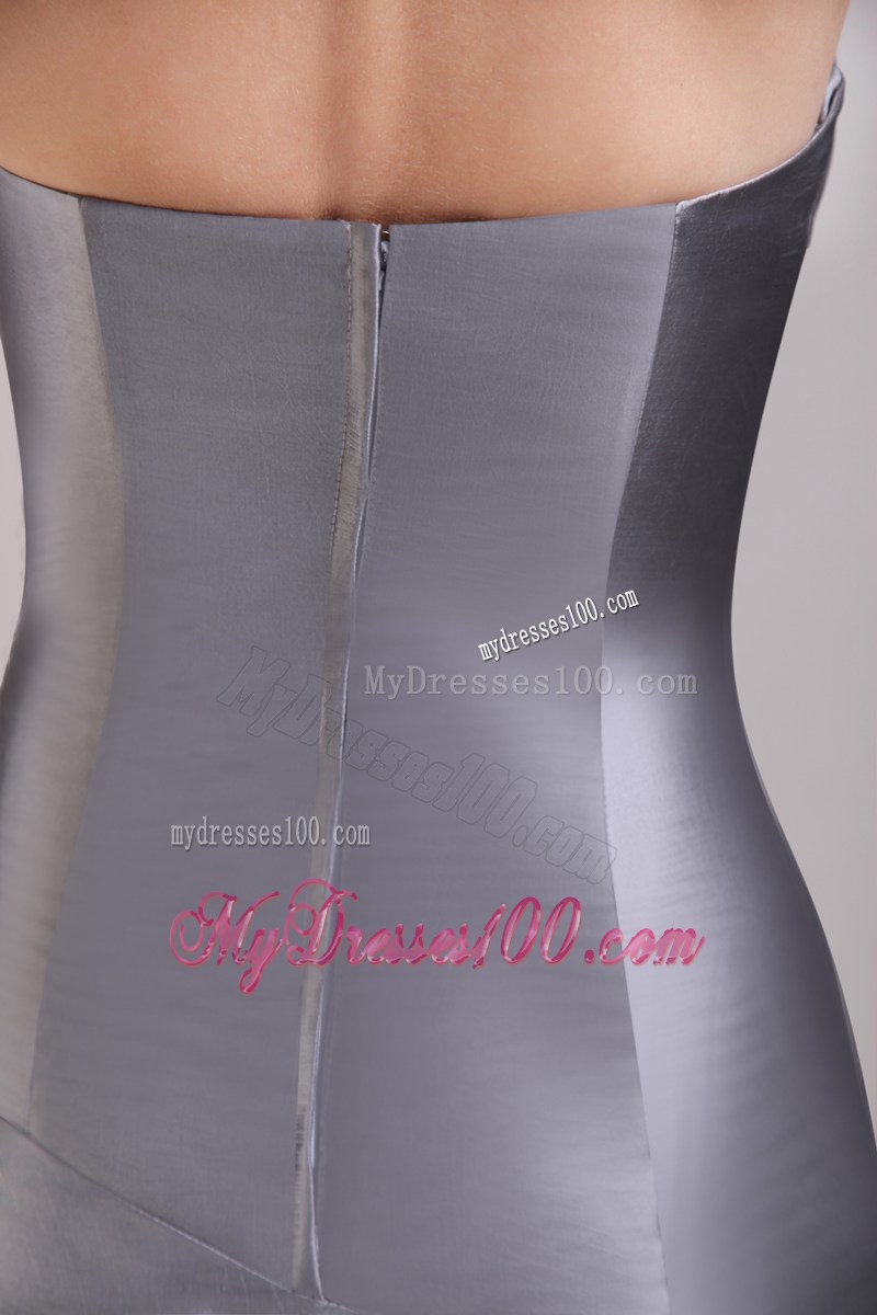 2013 Grey Column Strapless Mini-length Ruching Prom Party Dress