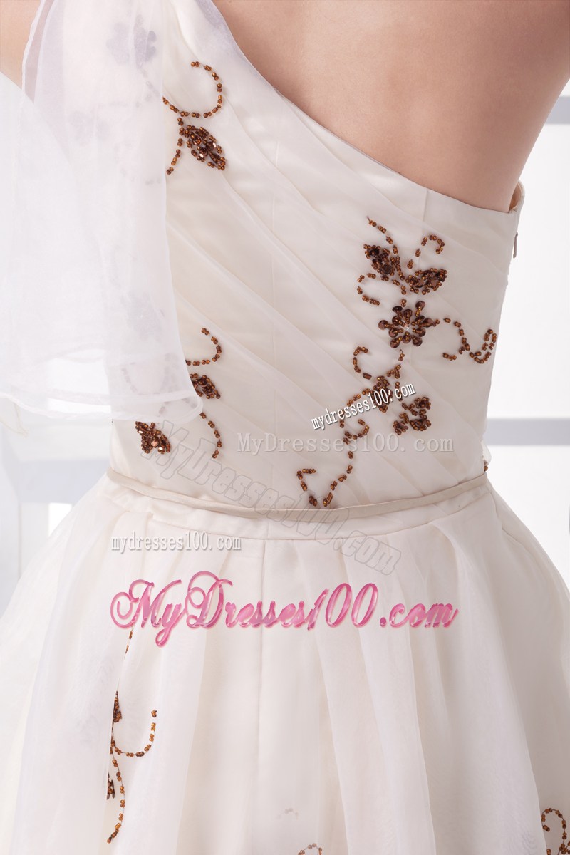 One Shoulder Mini-length Beading A-line Prom Dress