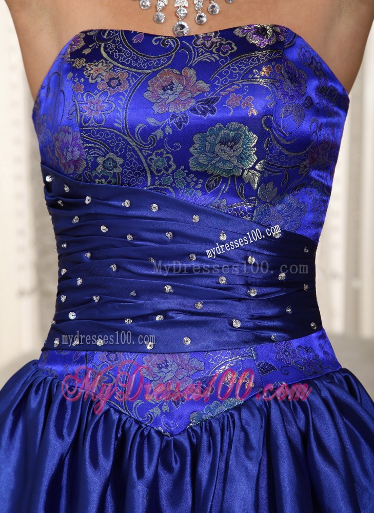 Royal Blue Column Strapless Mini-length Embroidery Party Dresses