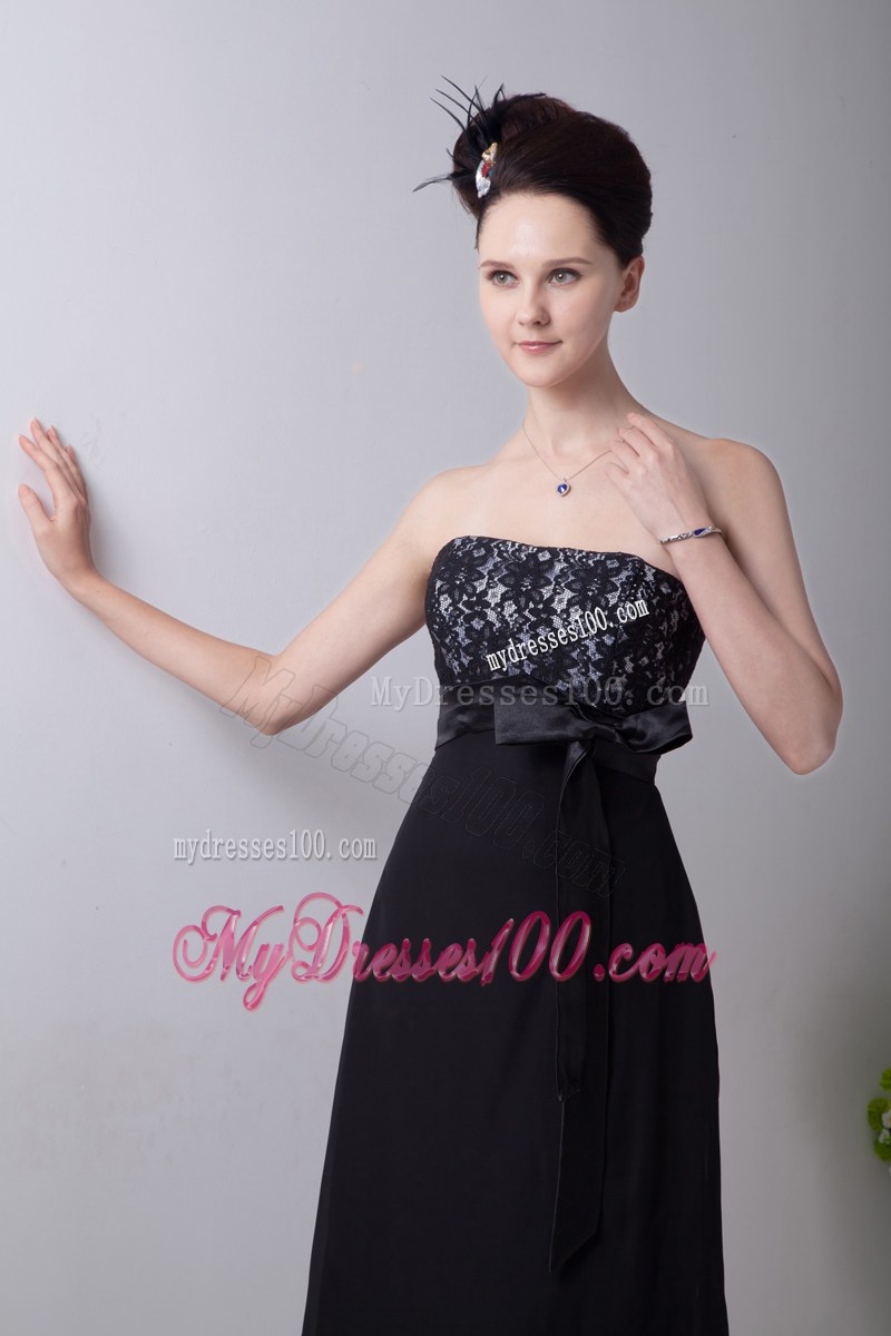 2013Cheap Black Empire Strapless Party Dresses Sashes Tea-length