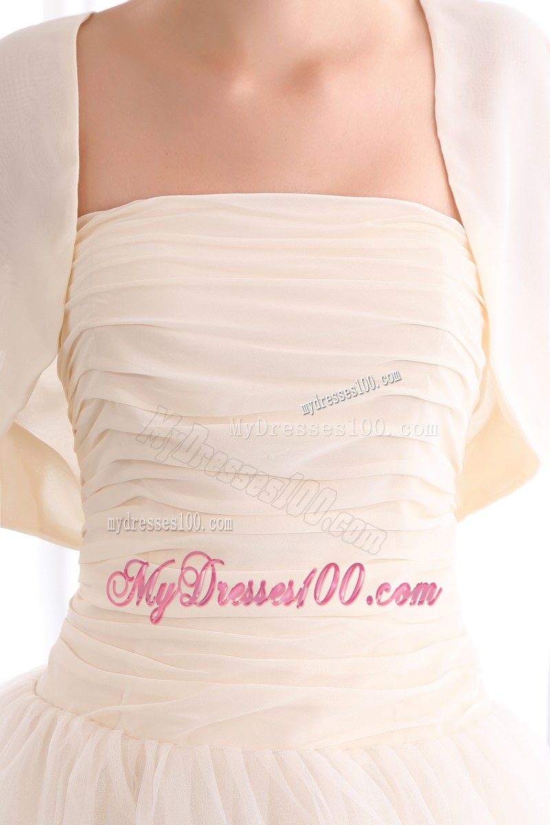 Champagne Strapless Party Dresses Ruched and Ruffled Layers