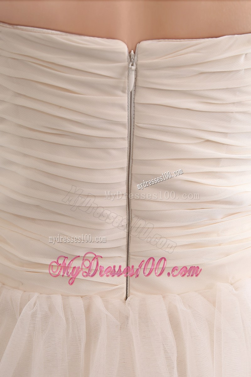 Champagne Strapless Party Dresses Ruched and Ruffled Layers