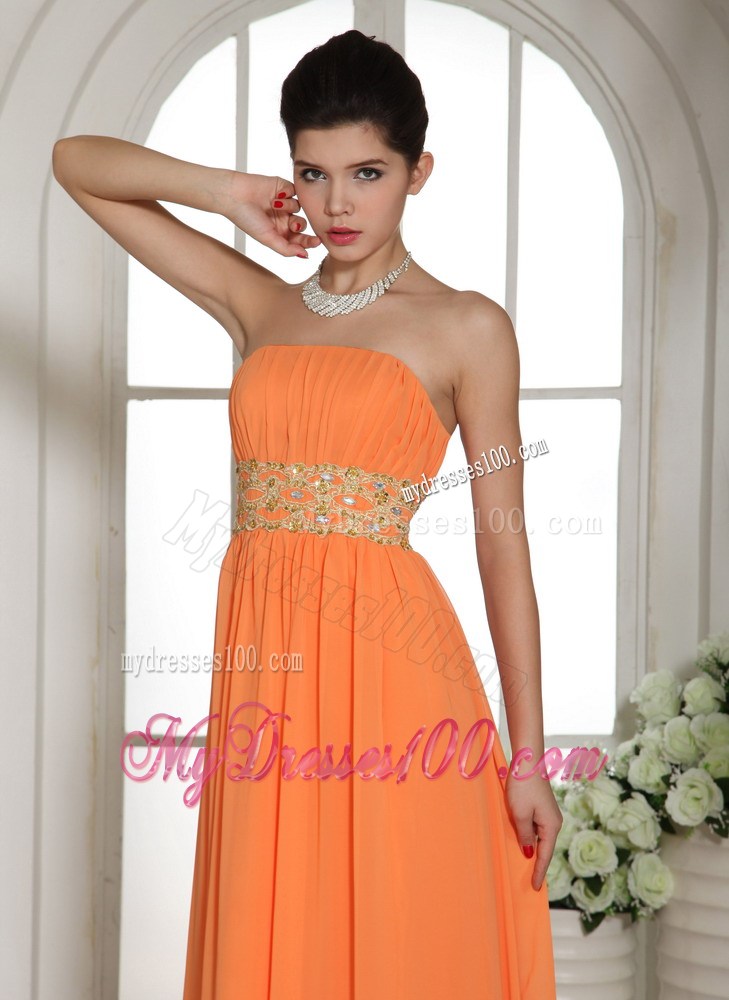 Stylish Orange Red Beading and Ruching Party Dress With Strapless