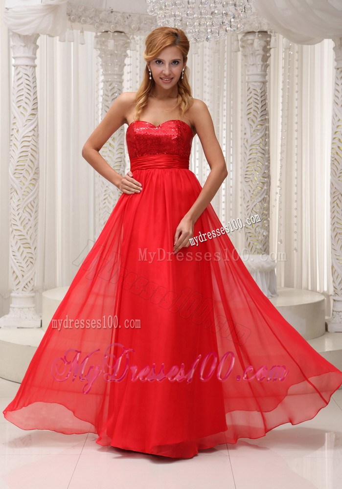 Sequined Sweetheart Red and Floor-length Party Dresses For 2013