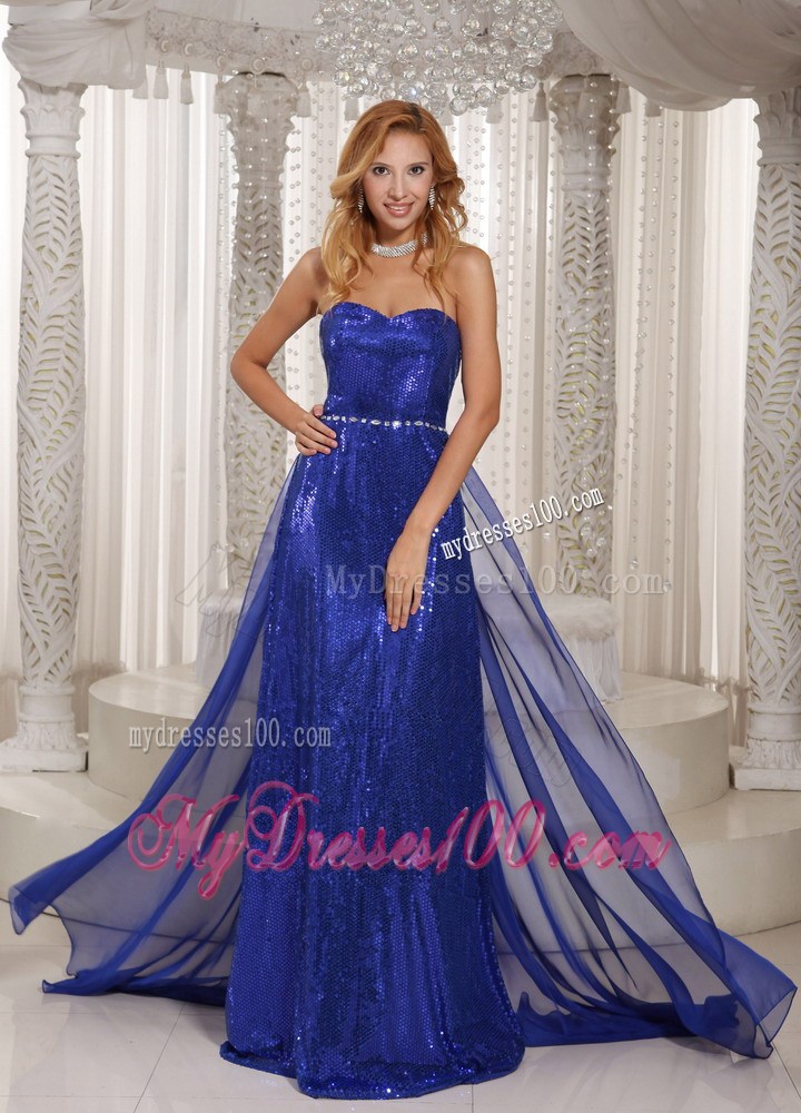 Royal Blue Paillette Sheath Sweetheart Stylish Sequin Party Dresses