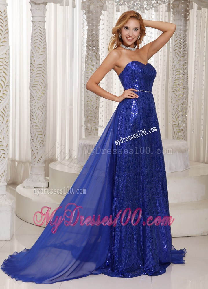 Royal Blue Paillette Sheath Sweetheart Stylish Sequin Party Dresses