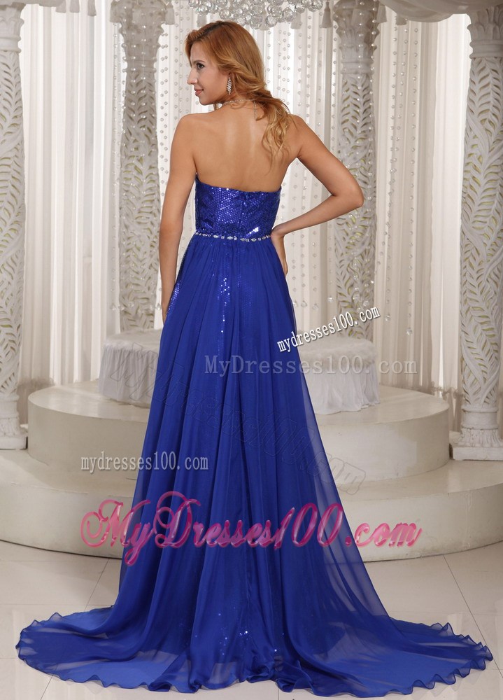 Royal Blue Paillette Sheath Sweetheart Stylish Sequin Party Dresses