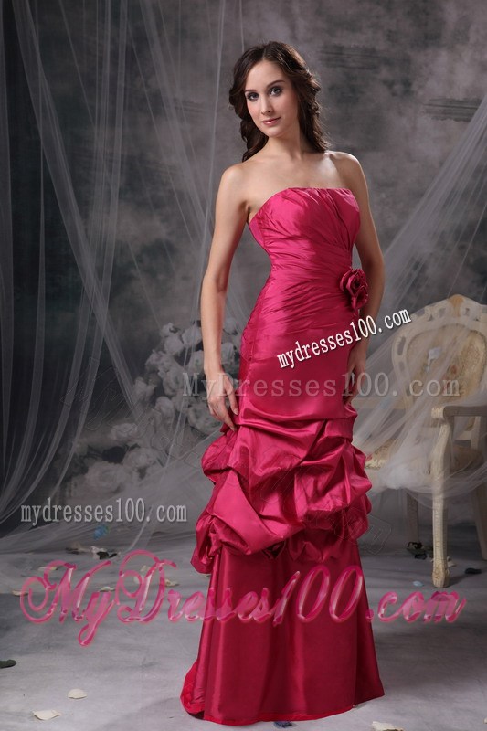Customize Coral Red Strapless Long Party Dresses Beading