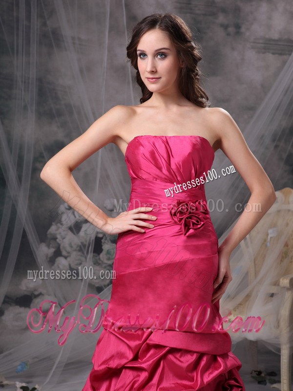 Customize Coral Red Strapless Long Party Dresses Beading