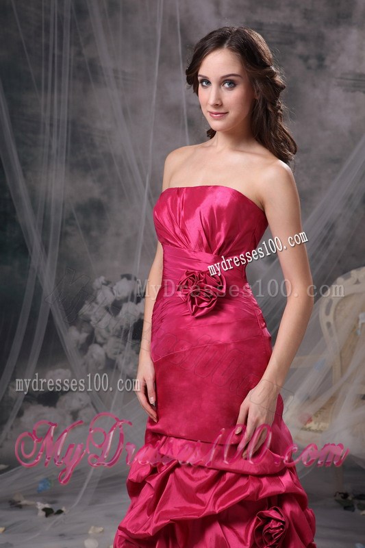 Customize Coral Red Strapless Long Party Dresses Beading