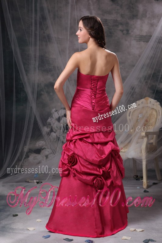 Customize Coral Red Strapless Long Party Dresses Beading