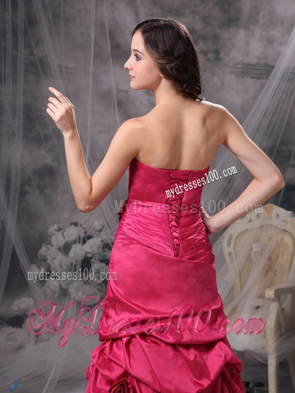 Customize Coral Red Strapless Long Party Dresses Beading